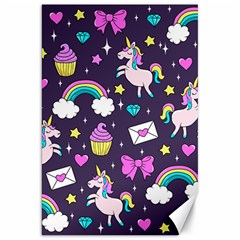 Cute Unicorn Pattern Canvas 20  X 30   by Valentinaart