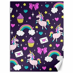 Cute Unicorn Pattern Canvas 36  X 48   by Valentinaart