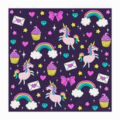 Cute Unicorn Pattern Medium Glasses Cloth (2-side) by Valentinaart