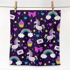 Cute Unicorn Pattern Face Towel by Valentinaart