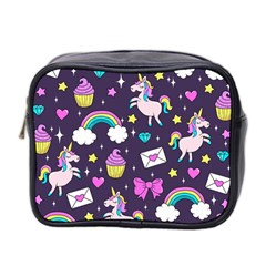 Cute Unicorn Pattern Mini Toiletries Bag 2-side by Valentinaart