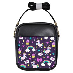 Cute Unicorn Pattern Girls Sling Bags by Valentinaart