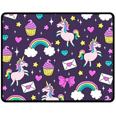 Cute Unicorn Pattern Fleece Blanket (medium)  by Valentinaart