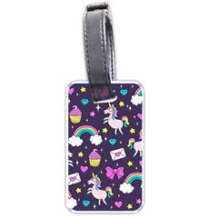 Cute Unicorn Pattern Luggage Tags (one Side)  by Valentinaart