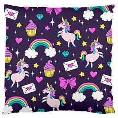 Cute Unicorn Pattern Large Cushion Case (two Sides) by Valentinaart