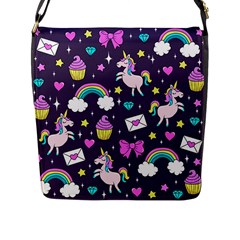 Cute Unicorn Pattern Flap Messenger Bag (l)  by Valentinaart