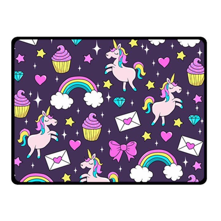 Cute Unicorn Pattern Double Sided Fleece Blanket (Small) 