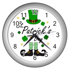 St Patricks Leprechaun Wall Clocks (silver)  by Valentinaart