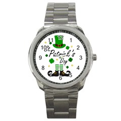 St Patricks Leprechaun Sport Metal Watch by Valentinaart