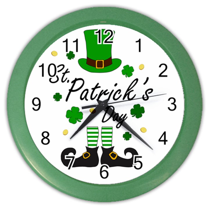 St Patricks Leprechaun Color Wall Clocks