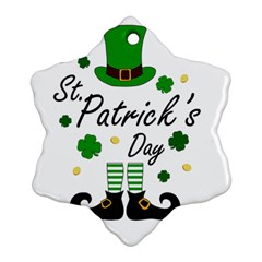 St Patricks Leprechaun Snowflake Ornament (two Sides) by Valentinaart