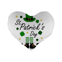 St Patricks Leprechaun Standard 16  Premium Heart Shape Cushions by Valentinaart