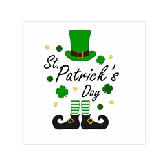 St Patricks Leprechaun Small Satin Scarf (square) by Valentinaart