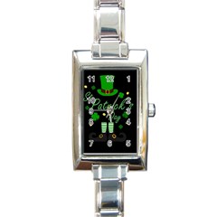 St Patricks Leprechaun Rectangle Italian Charm Watch by Valentinaart