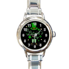 St Patricks Leprechaun Round Italian Charm Watch by Valentinaart