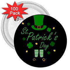 St Patricks Leprechaun 3  Buttons (100 Pack)  by Valentinaart