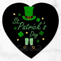 St Patricks Leprechaun Jigsaw Puzzle (heart) by Valentinaart