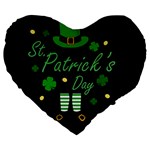 St Patricks Leprechaun Large 19  Premium Heart Shape Cushions Front