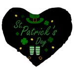 St Patricks Leprechaun Large 19  Premium Heart Shape Cushions Back