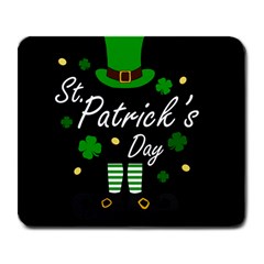 St Patricks Leprechaun Large Mousepads by Valentinaart