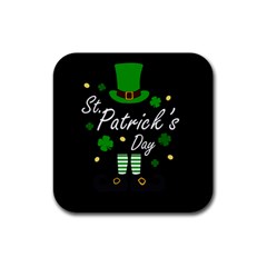 St Patricks Leprechaun Rubber Coaster (square)  by Valentinaart