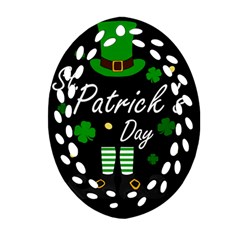 St Patricks Leprechaun Oval Filigree Ornament (two Sides) by Valentinaart