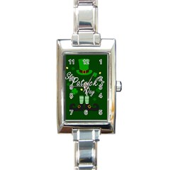 St Patricks Leprechaun Rectangle Italian Charm Watch by Valentinaart