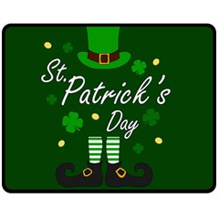 St Patricks Leprechaun Double Sided Fleece Blanket (medium)  by Valentinaart