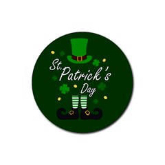 St Patricks Leprechaun Rubber Round Coaster (4 Pack)  by Valentinaart