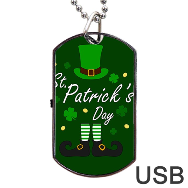 St Patricks Leprechaun Dog Tag USB Flash (One Side)