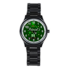 St Patricks Leprechaun Stainless Steel Round Watch by Valentinaart