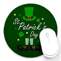 St Patricks Leprechaun Round Mousepads by Valentinaart