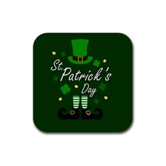 St Patricks Leprechaun Rubber Coaster (square)  by Valentinaart