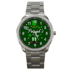 St Patricks Leprechaun Sport Metal Watch by Valentinaart