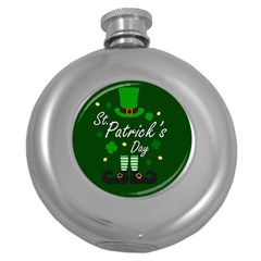 St Patricks Leprechaun Round Hip Flask (5 Oz) by Valentinaart