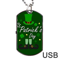 St Patricks Leprechaun Dog Tag Usb Flash (two Sides) by Valentinaart