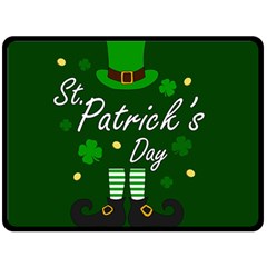 St Patricks Leprechaun Double Sided Fleece Blanket (large)  by Valentinaart