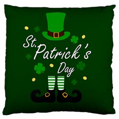 St Patricks Leprechaun Large Flano Cushion Case (two Sides) by Valentinaart