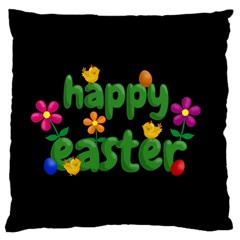 Happy Easter Large Flano Cushion Case (two Sides) by Valentinaart