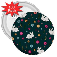 Easter bunny  3  Buttons (100 pack) 