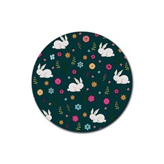 Easter bunny  Rubber Round Coaster (4 pack) 