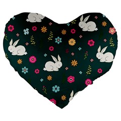 Easter bunny  Large 19  Premium Heart Shape Cushions