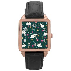 Easter bunny  Rose Gold Leather Watch 