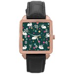 Easter bunny  Rose Gold Leather Watch  Front