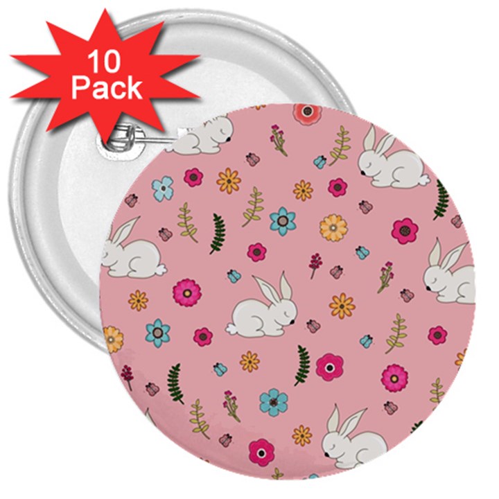 Easter bunny  3  Buttons (10 pack) 