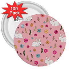 Easter bunny  3  Buttons (100 pack) 