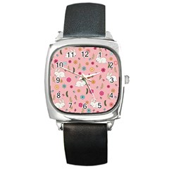 Easter Bunny  Square Metal Watch by Valentinaart