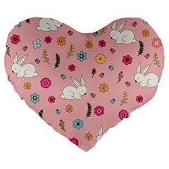 Easter bunny  Large 19  Premium Heart Shape Cushions