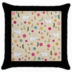 Easter Bunny  Throw Pillow Case (black) by Valentinaart