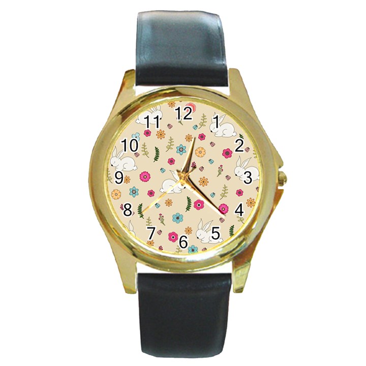 Easter bunny  Round Gold Metal Watch